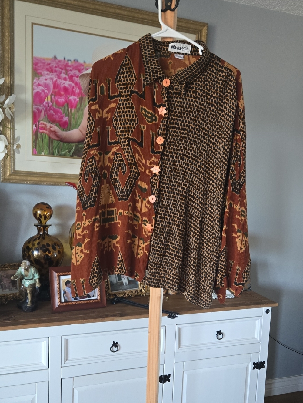 W by Worth Rust & Brown Mixed-Print Button Front Jacket